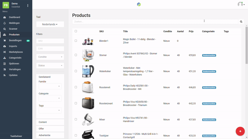 Families (varianten toevoegen)  in ProductFlow