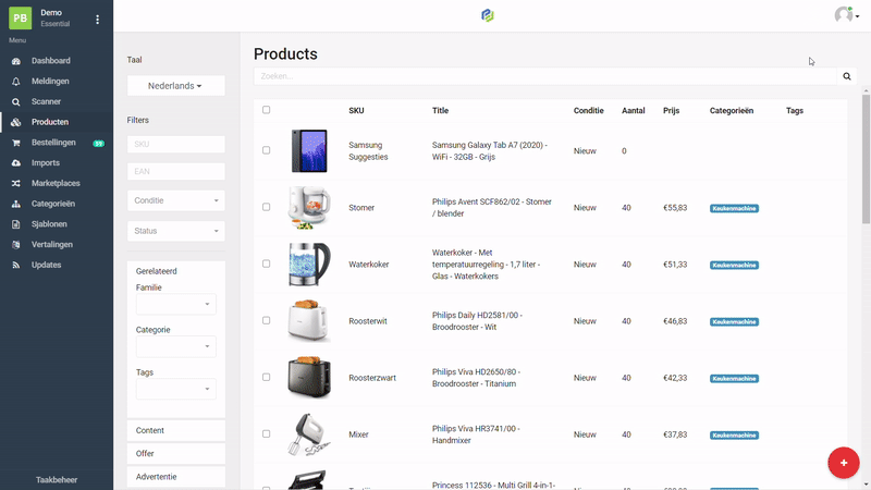 Handmatig aanpassen in ProductFlow