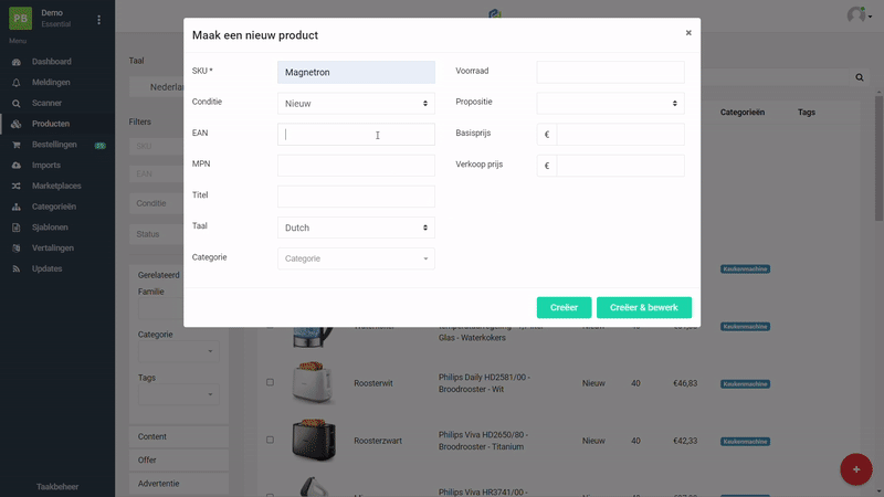 ean inladen in ProductFlow